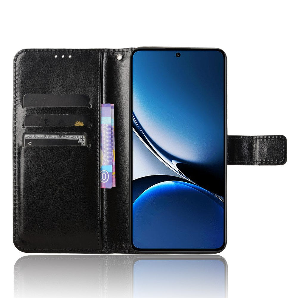 Xiaomi Redmi Turbo 4 5G / Xiaomi Poco X7 Pro 5G PU-läderskal med rem Crazy Horse Texture Phone Fold Cover