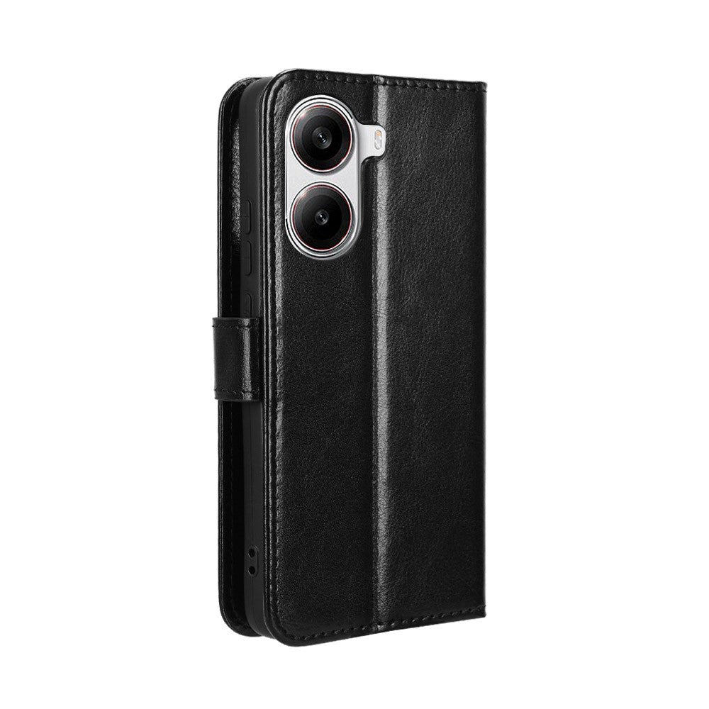 Xiaomi Redmi Turbo 4 5G / Xiaomi Poco X7 Pro 5G PU-läderskal med rem Crazy Horse Texture Phone Fold Cover