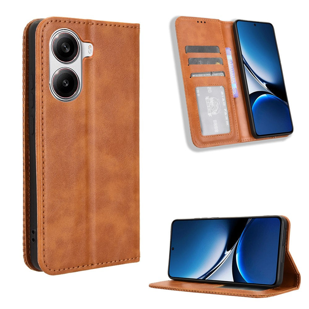 Xiaomi Redmi Turbo 4 5G / Xiaomi Poco X7 Pro 5G Retro PU-läderfodral mobilplånboksfodral Stativfodral