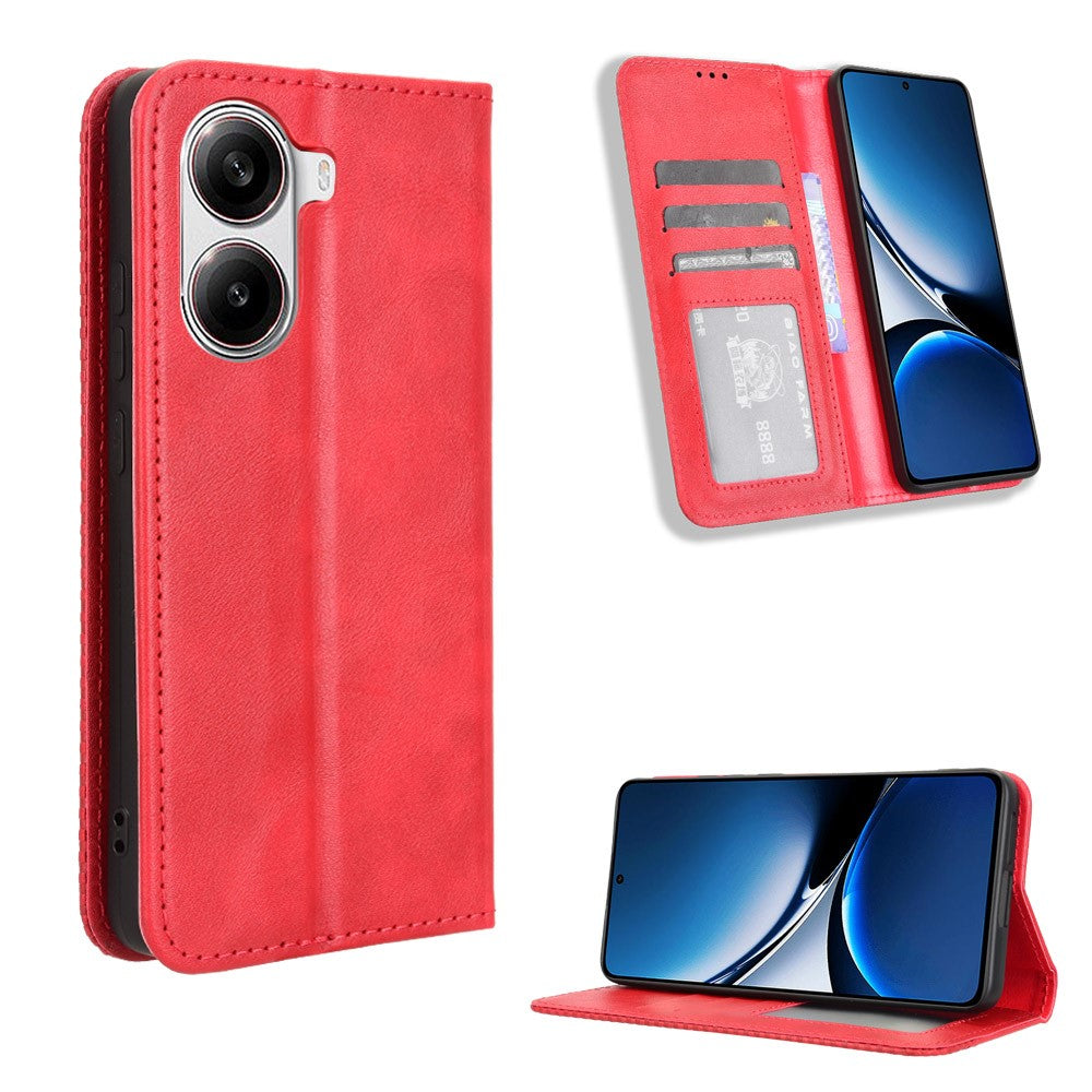 Xiaomi Redmi Turbo 4 5G / Xiaomi Poco X7 Pro 5G Retro PU-läderfodral mobilplånboksfodral Stativfodral