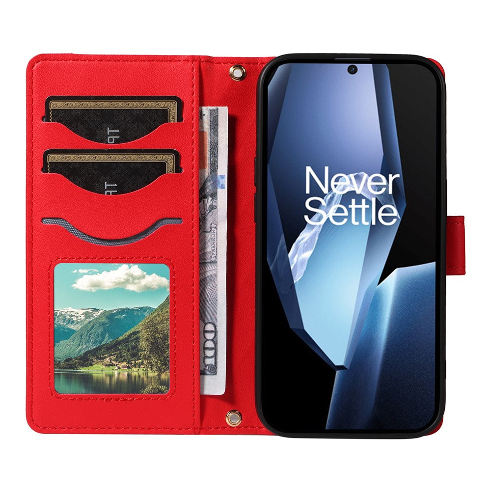 OnePlus 13R 5G / Ace 5 5G / 5 Pro 5G Plånboksfodral Rhombus Lädermobilfodral med Rem