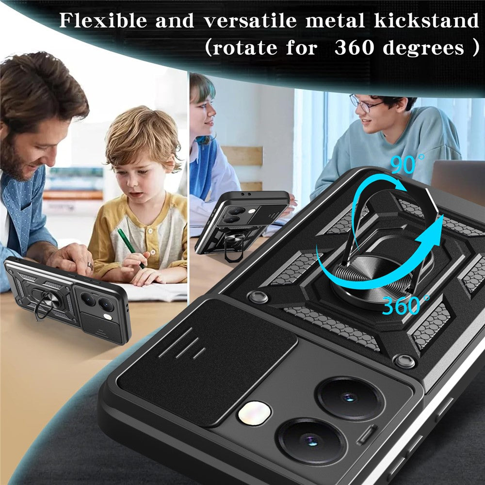 Phone Case for Xiaomi Redmi Turbo 4 5G / Poco X7 Pro 5G PC + TPU Kickstand Cover with Slide Camera Lid