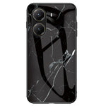 For Xiaomi Poco X7 Pro 5G / Redmi Turbo 4 5G Case Marble Pattern Tempered Glass + PC + TPU Protective Phone Cover
