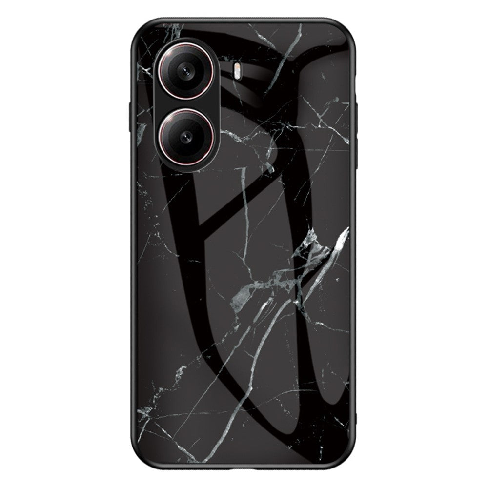 For Xiaomi Redmi Turbo 4 5G Case Marble Pattern Tempered Glass + PC + TPU Protective Phone Cover