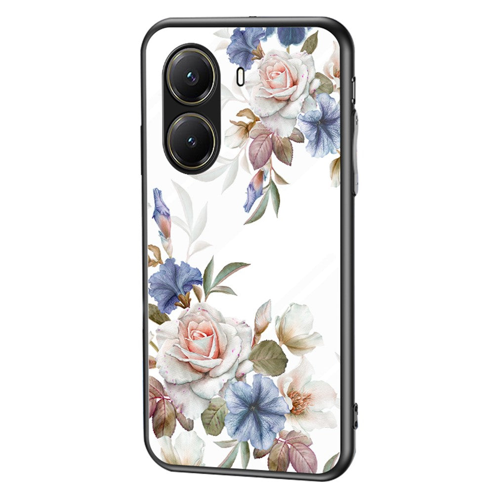 For Xiaomi Poco X7 Pro 5G / Redmi Turbo 4 5G Case Floral Pattern TPU + Tempered Glass Protective Phone Cover