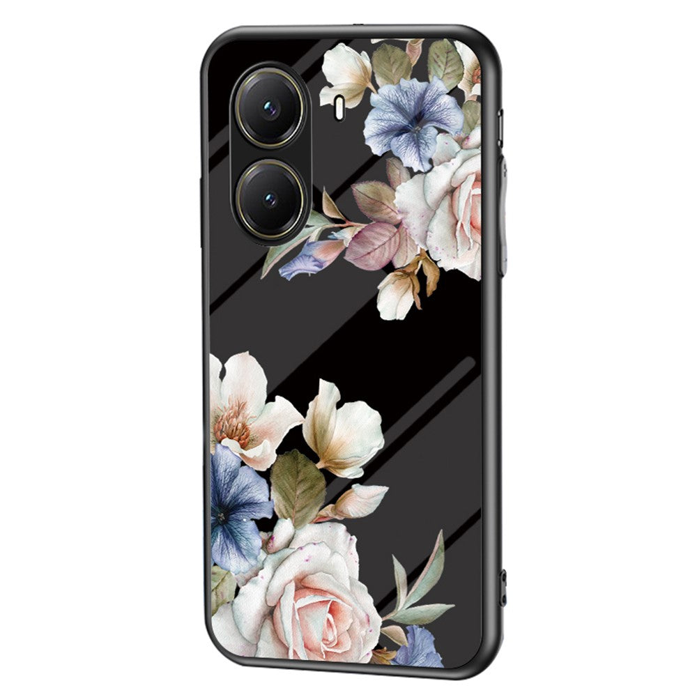 For Xiaomi Poco X7 Pro 5G / Redmi Turbo 4 5G Case Floral Pattern TPU + Tempered Glass Protective Phone Cover