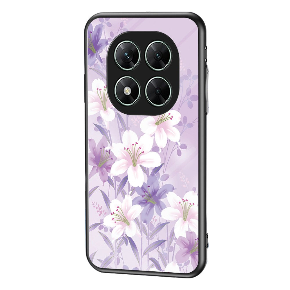 For Xiaomi Poco X7 5G / Redmi Note 14 Pro 5G Case Floral Pattern TPU + Tempered Glass Protective Phone Cover