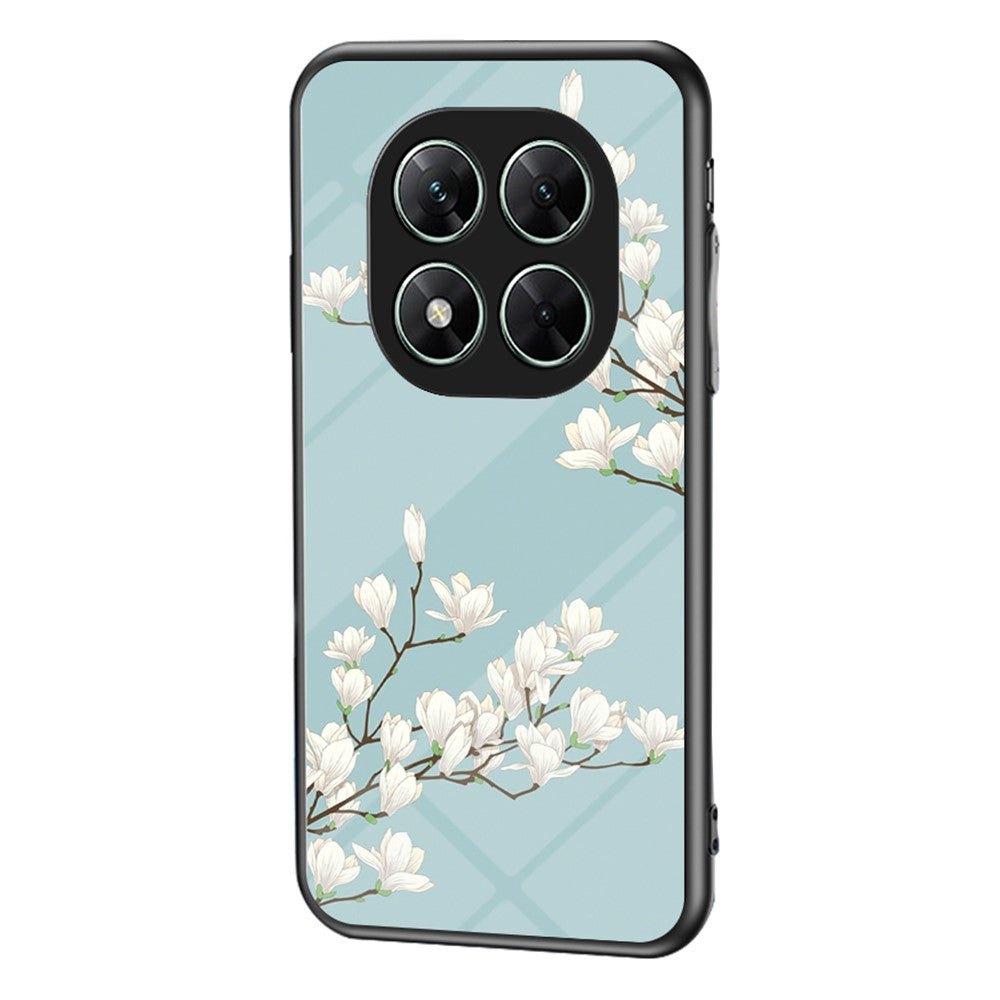 For Xiaomi Poco X7 5G / Redmi Note 14 Pro 5G Case Floral Pattern TPU + Tempered Glass Protective Phone Cover