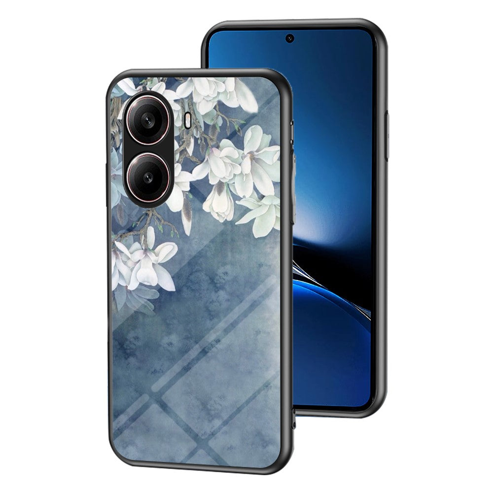 For Xiaomi Redmi Turbo 4 5G Case Floral Pattern TPU + Tempered Glass Protective Phone Cover