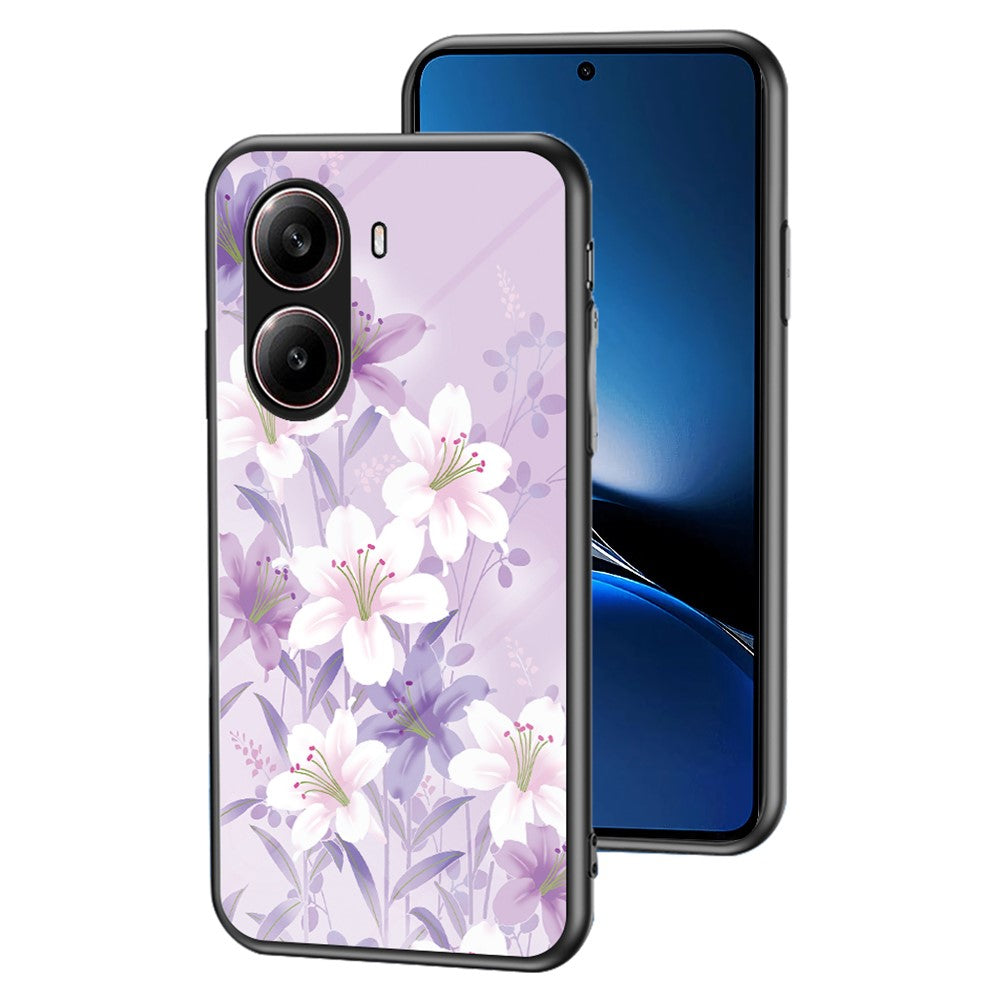 For Xiaomi Redmi Turbo 4 5G Case Floral Pattern TPU + Tempered Glass Protective Phone Cover