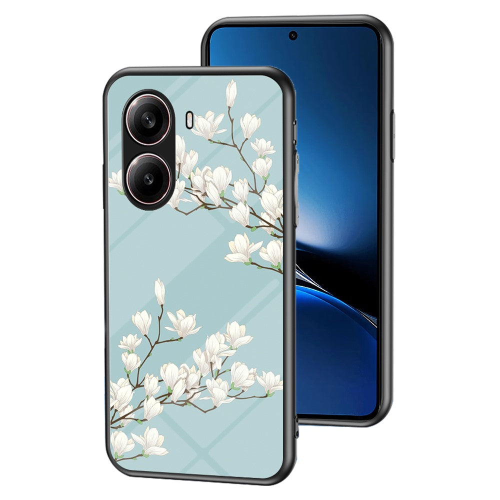 For Xiaomi Redmi Turbo 4 5G Case Floral Pattern TPU + Tempered Glass Protective Phone Cover