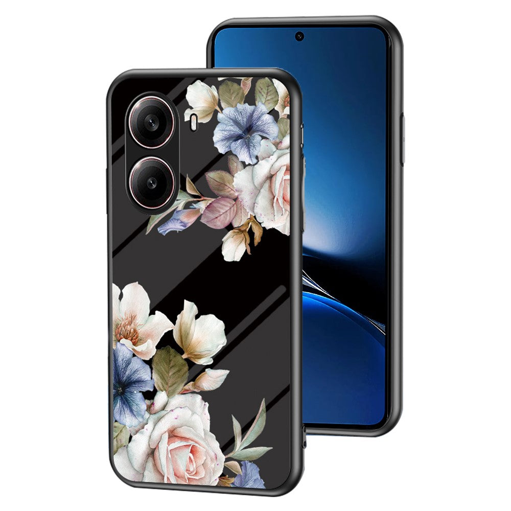 For Xiaomi Redmi Turbo 4 5G Case Floral Pattern TPU + Tempered Glass Protective Phone Cover