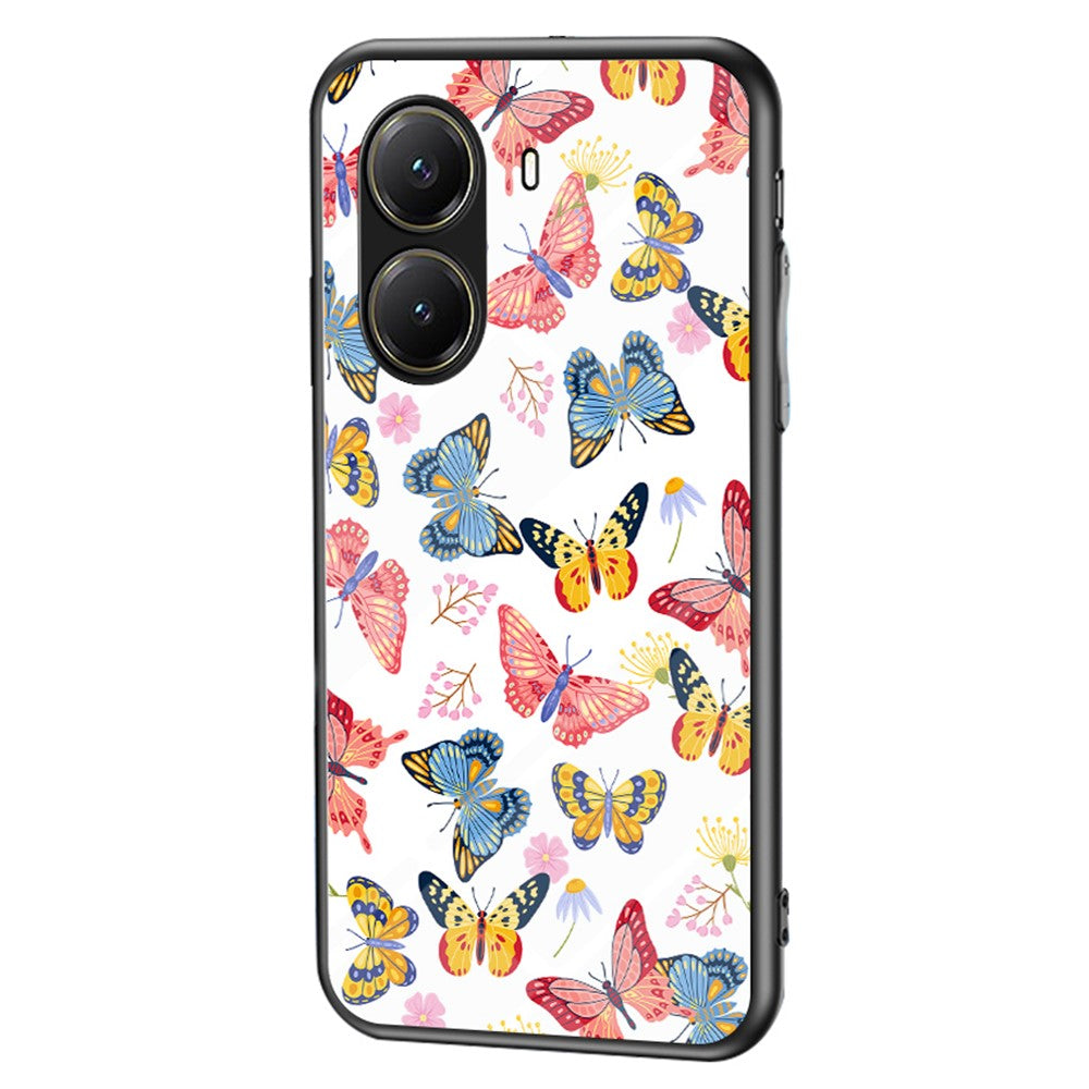 For Xiaomi Poco X7 Pro 5G / Redmi Turbo 4 5G Case Butterfly Pattern TPU + Tempered Glass Protective Phone Cover