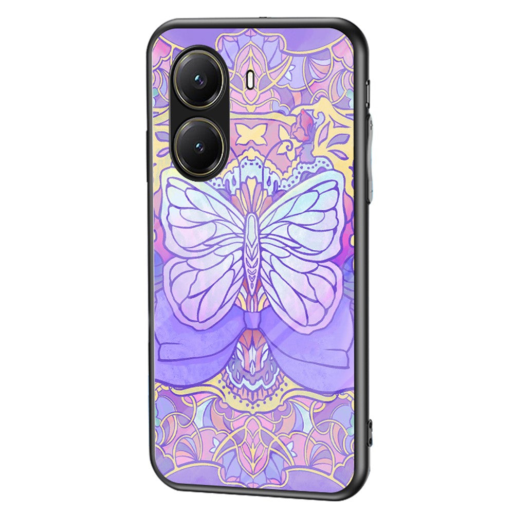 For Xiaomi Poco X7 Pro 5G / Redmi Turbo 4 5G Case Butterfly Pattern TPU + Tempered Glass Protective Phone Cover
