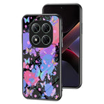 For Xiaomi Poco X7 5G / Redmi Note 14 Pro 5G Case TPU + Tempered Glass Phone Back Cover Butterfly Pattern