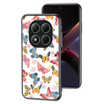 For Xiaomi Poco X7 5G / Redmi Note 14 Pro 5G Case TPU + Tempered Glass Phone Back Cover Butterfly Pattern