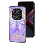 For Xiaomi Poco X7 5G / Redmi Note 14 Pro 5G Case TPU + Tempered Glass Phone Back Cover Butterfly Pattern