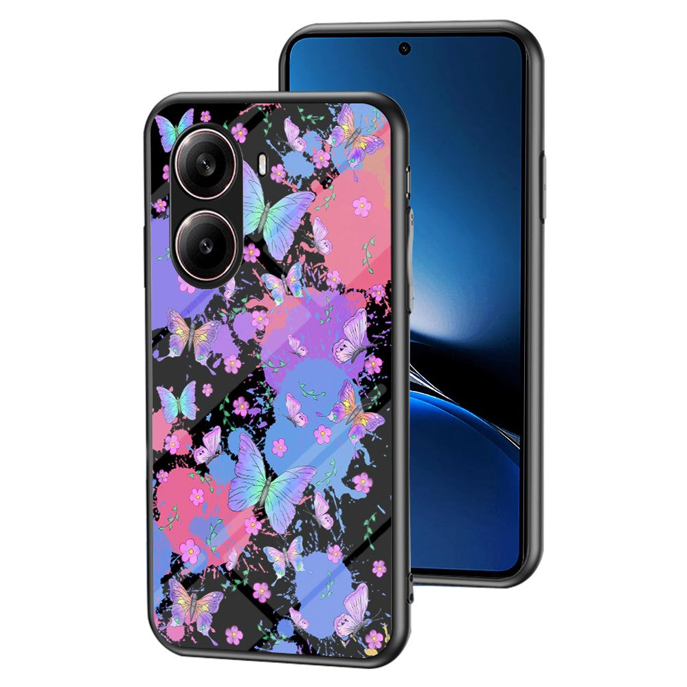For Xiaomi Redmi Turbo 4 5G Case Butterfly Pattern TPU + Tempered Glass Protective Phone Cover