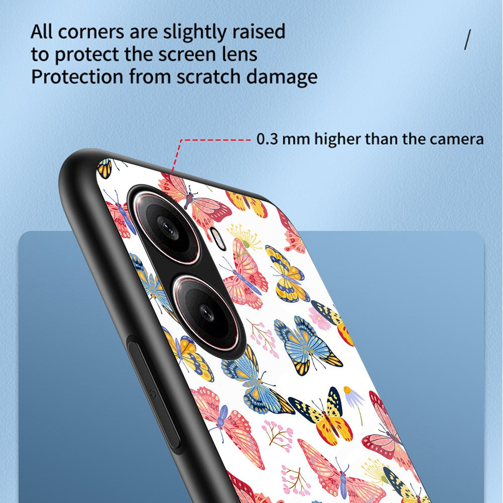 For Xiaomi Redmi Turbo 4 5G Case Butterfly Pattern TPU + Tempered Glass Protective Phone Cover