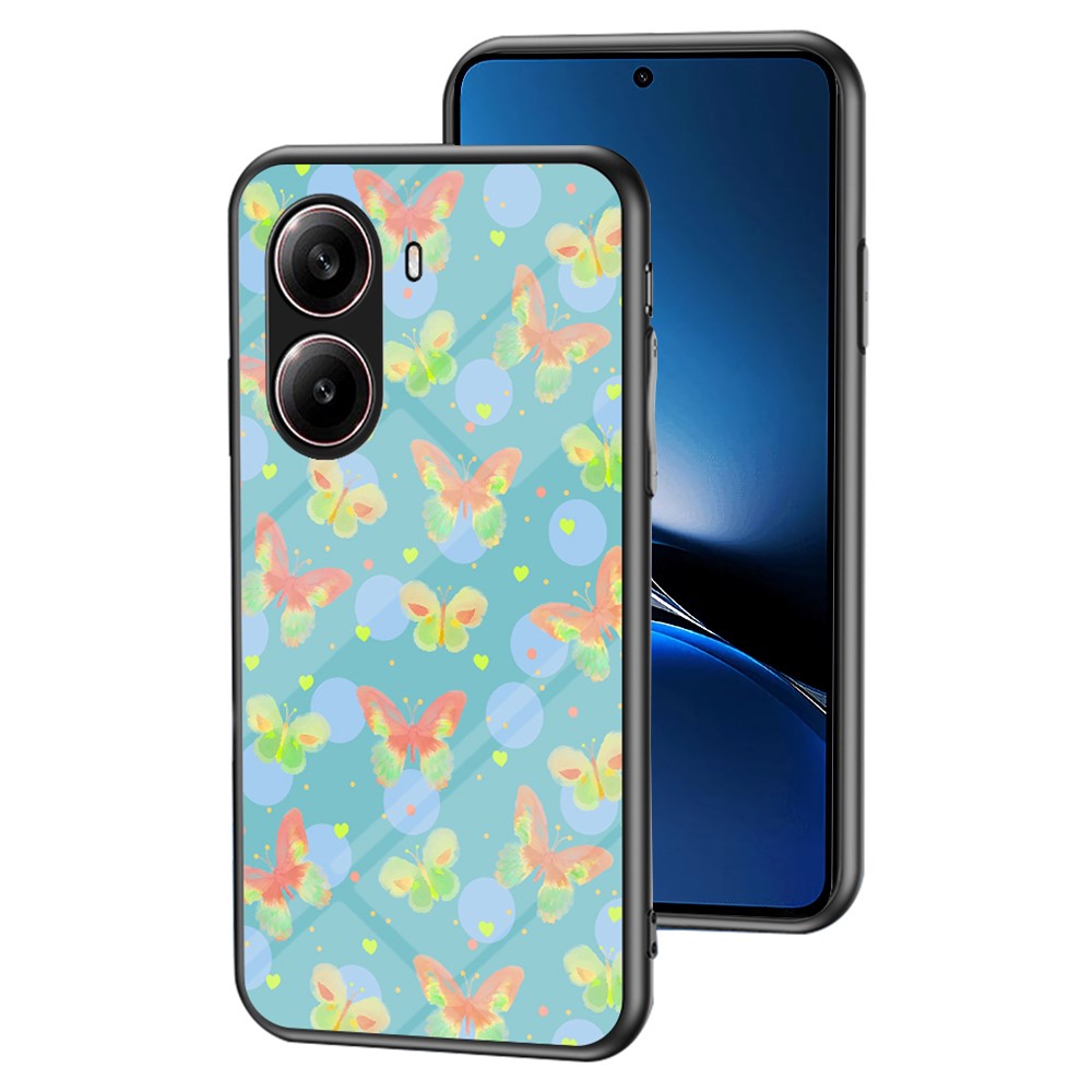 For Xiaomi Redmi Turbo 4 5G Case Butterfly Pattern TPU + Tempered Glass Protective Phone Cover