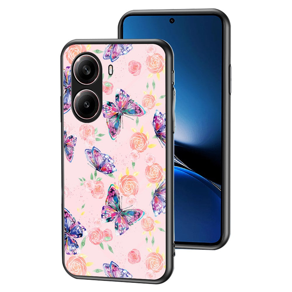 For Xiaomi Redmi Turbo 4 5G Case Butterfly Pattern TPU + Tempered Glass Protective Phone Cover