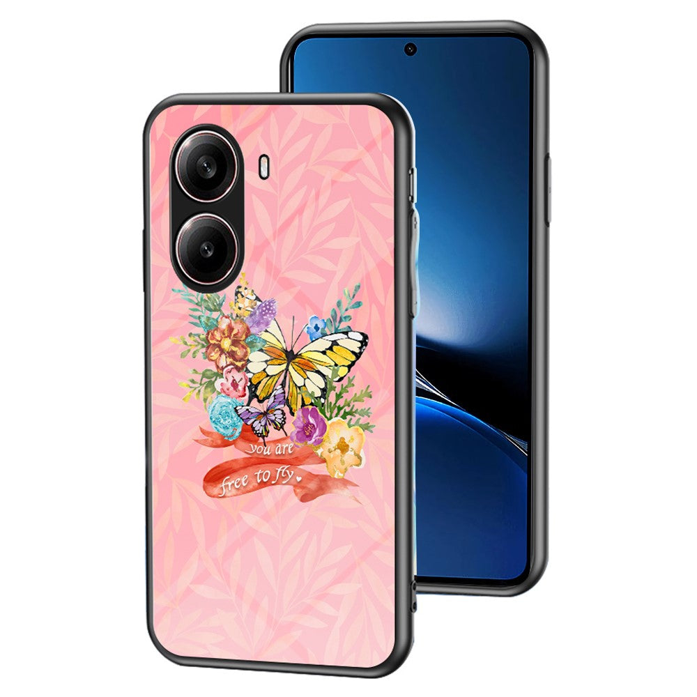 For Xiaomi Redmi Turbo 4 5G Case Butterfly Pattern TPU + Tempered Glass Protective Phone Cover