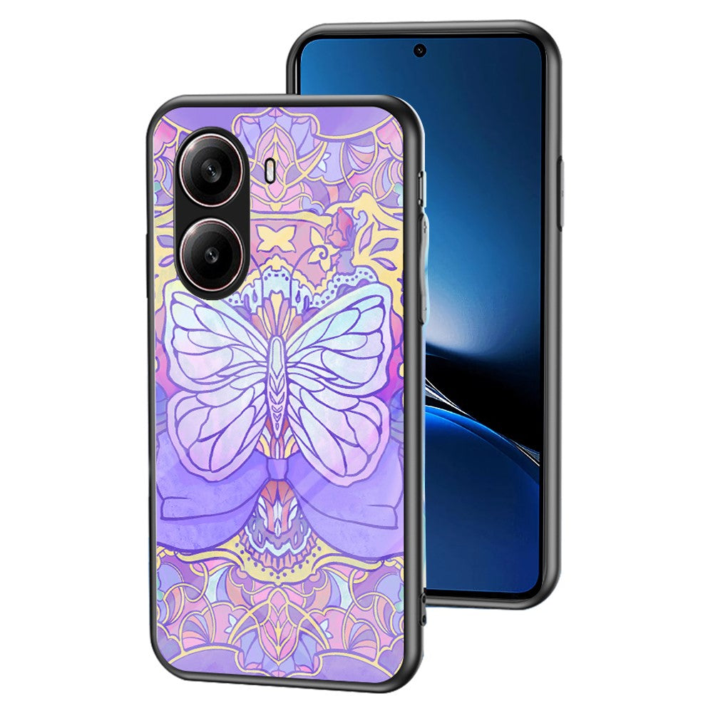 For Xiaomi Redmi Turbo 4 5G Case Butterfly Pattern TPU + Tempered Glass Protective Phone Cover