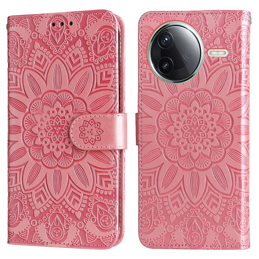 Xiaomi Poco F7 Pro 5G / Redmi K80 5G Skal Sunflower Imprint Läderplånbok mobilskal