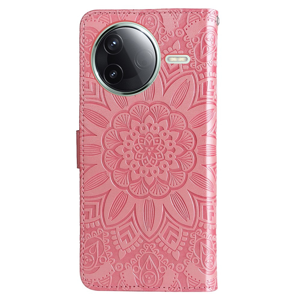 Xiaomi Poco F7 Pro 5G / Redmi K80 5G Skal Sunflower Imprint Läderplånbok mobilskal