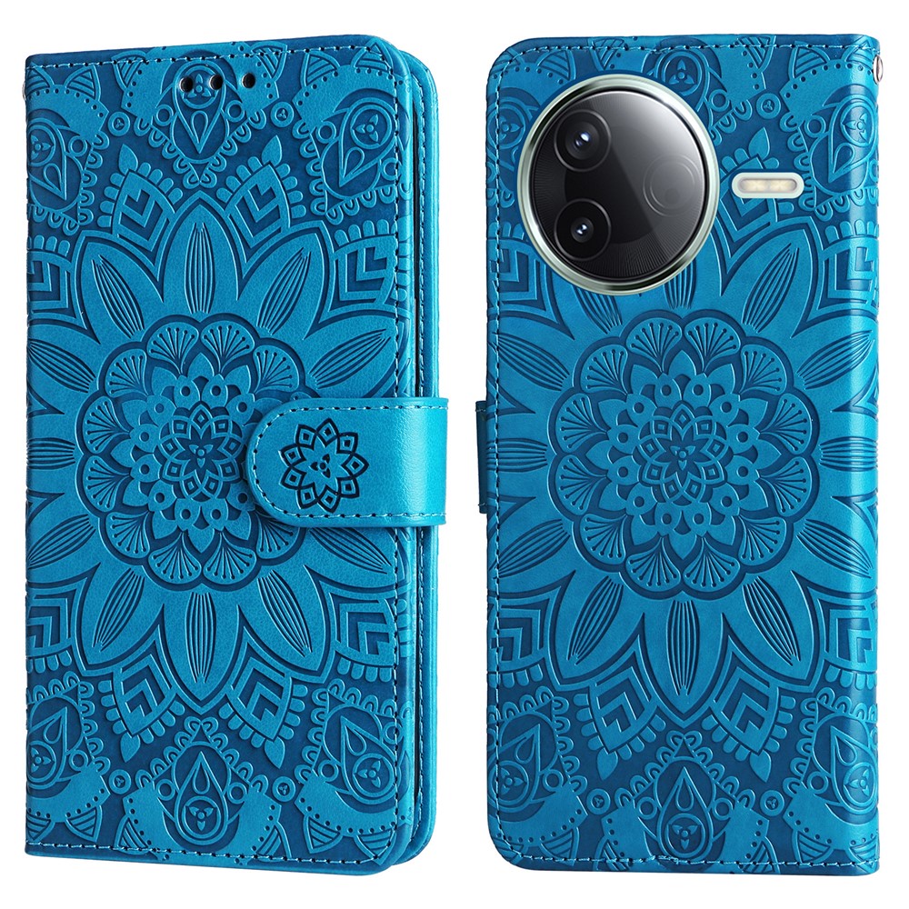 Xiaomi Poco F7 Pro 5G / Redmi K80 5G Skal Sunflower Imprint Läderplånbok mobilskal