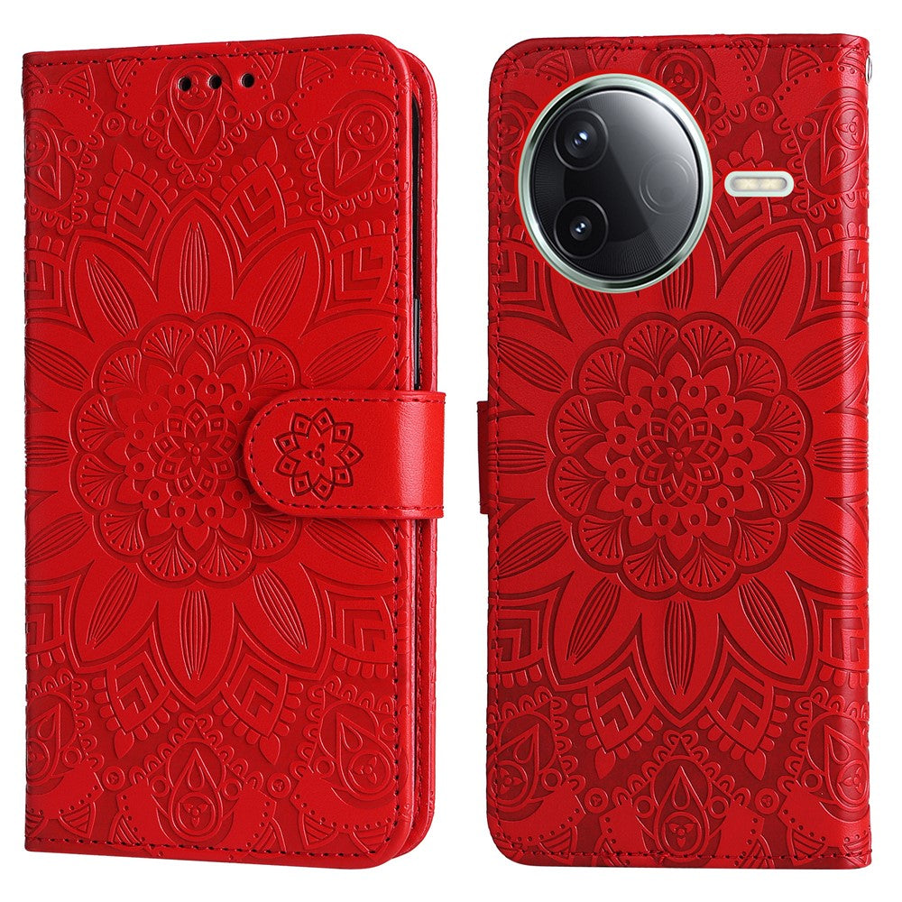 Xiaomi Poco F7 Pro 5G / Redmi K80 5G Skal Sunflower Imprint Läderplånbok mobilskal