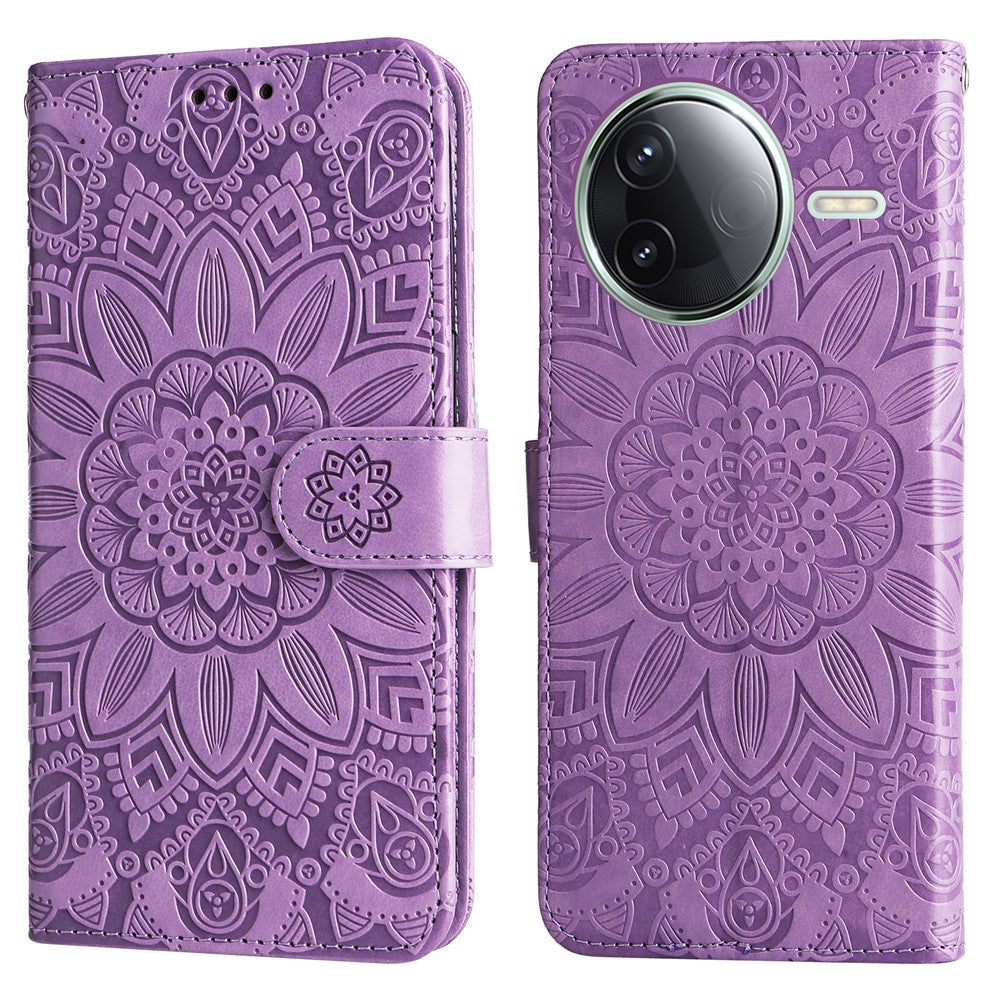 Xiaomi Poco F7 Pro 5G / Redmi K80 5G Skal Sunflower Imprint Läderplånbok mobilskal