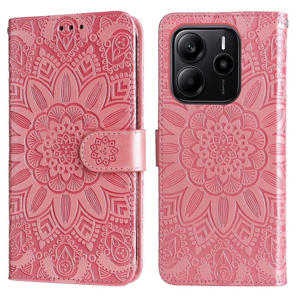 For Xiaomi Redmi Note 14 4G (163.25mm) Case Sunflower Imprint Leather Wallet Phone Cover