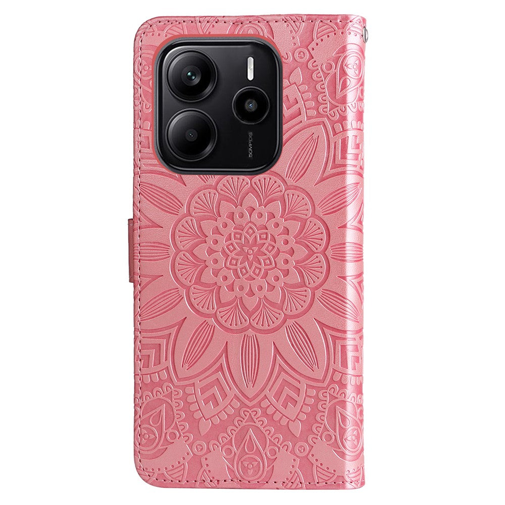For Xiaomi Redmi Note 14 4G (163.25mm) Case Sunflower Imprint Leather Wallet Phone Cover