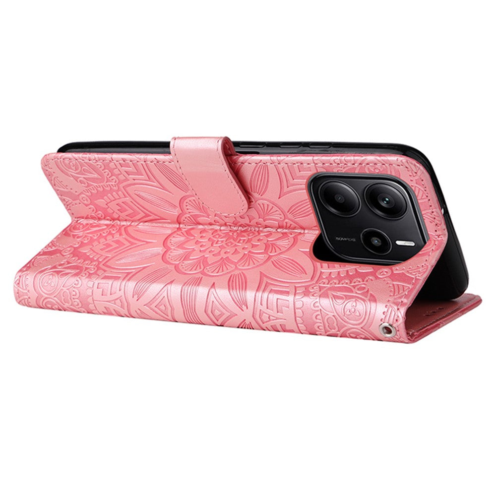 For Xiaomi Redmi Note 14 4G (163.25mm) Case Sunflower Imprint Leather Wallet Phone Cover