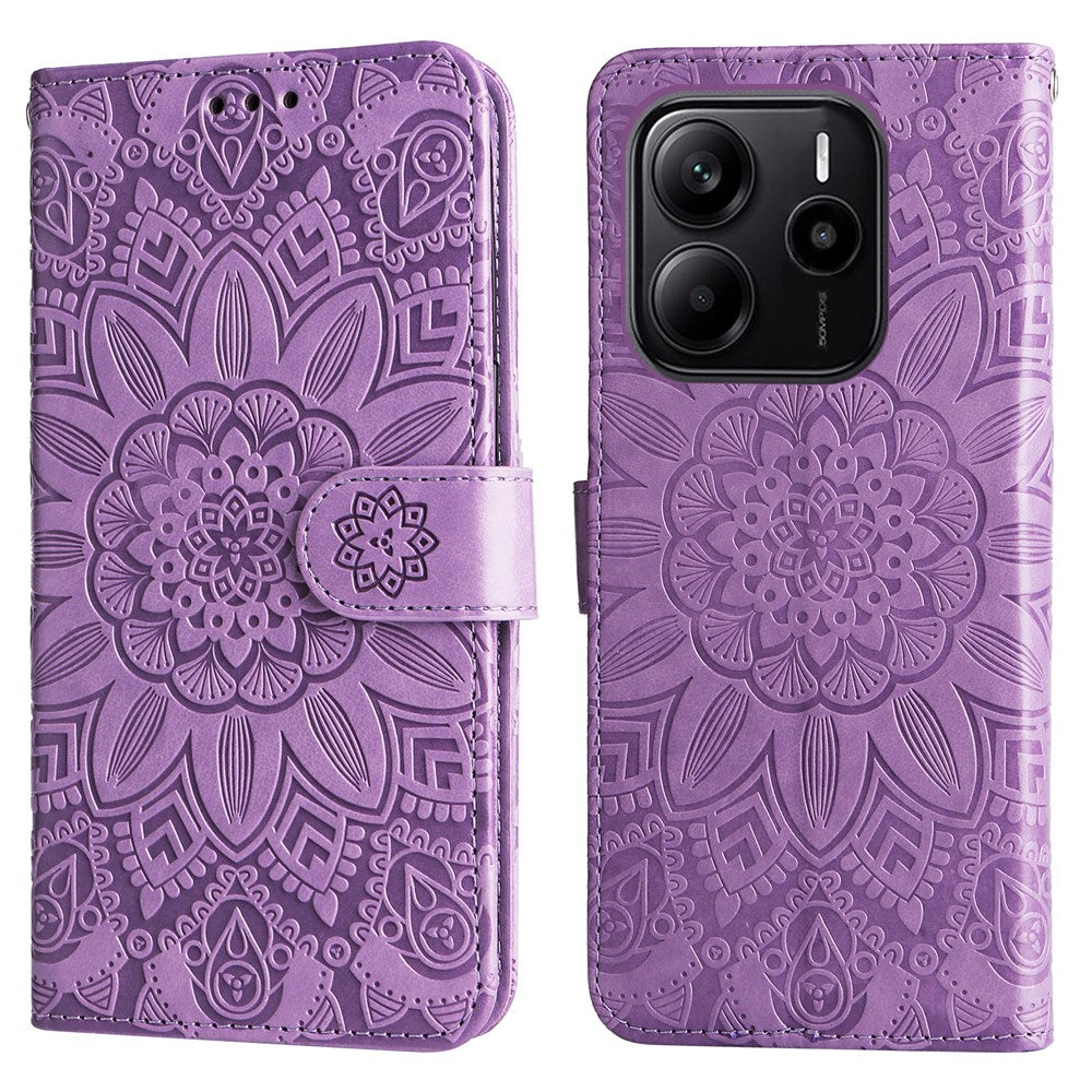 For Xiaomi Redmi Note 14 4G (163.25mm) Case Sunflower Imprint Leather Wallet Phone Cover
