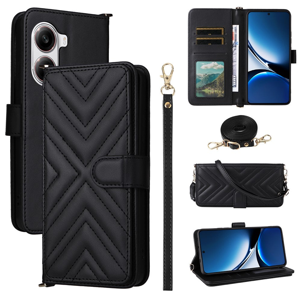 For Xiaomi Poco X7 Pro 5G / Redmi Turbo 4 5G Wallet Case with Shoulder / Wrist Strap Leather Phone Cover Stand