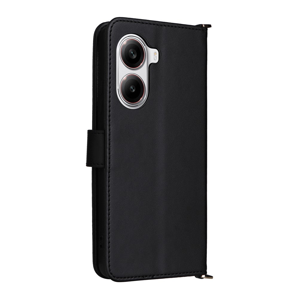 For Xiaomi Poco X7 Pro 5G / Redmi Turbo 4 5G Wallet Case with Shoulder / Wrist Strap Leather Phone Cover Stand