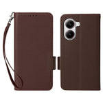 For Xiaomi Poco X7 Pro 5G / Redmi Turbo 4 5G Case with Wrist Strap Litchi Texture PU Leather Wallet Phone Cover