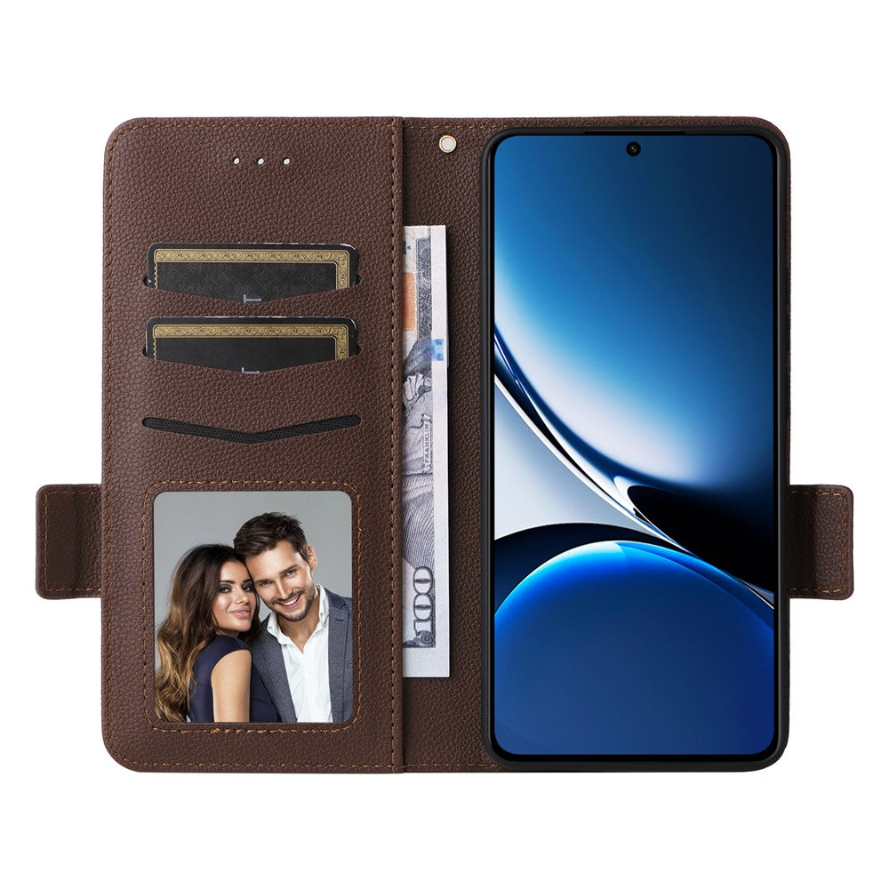 For Xiaomi Poco X7 Pro 5G / Redmi Turbo 4 5G Case with Wrist Strap Litchi Texture PU Leather Wallet Phone Cover