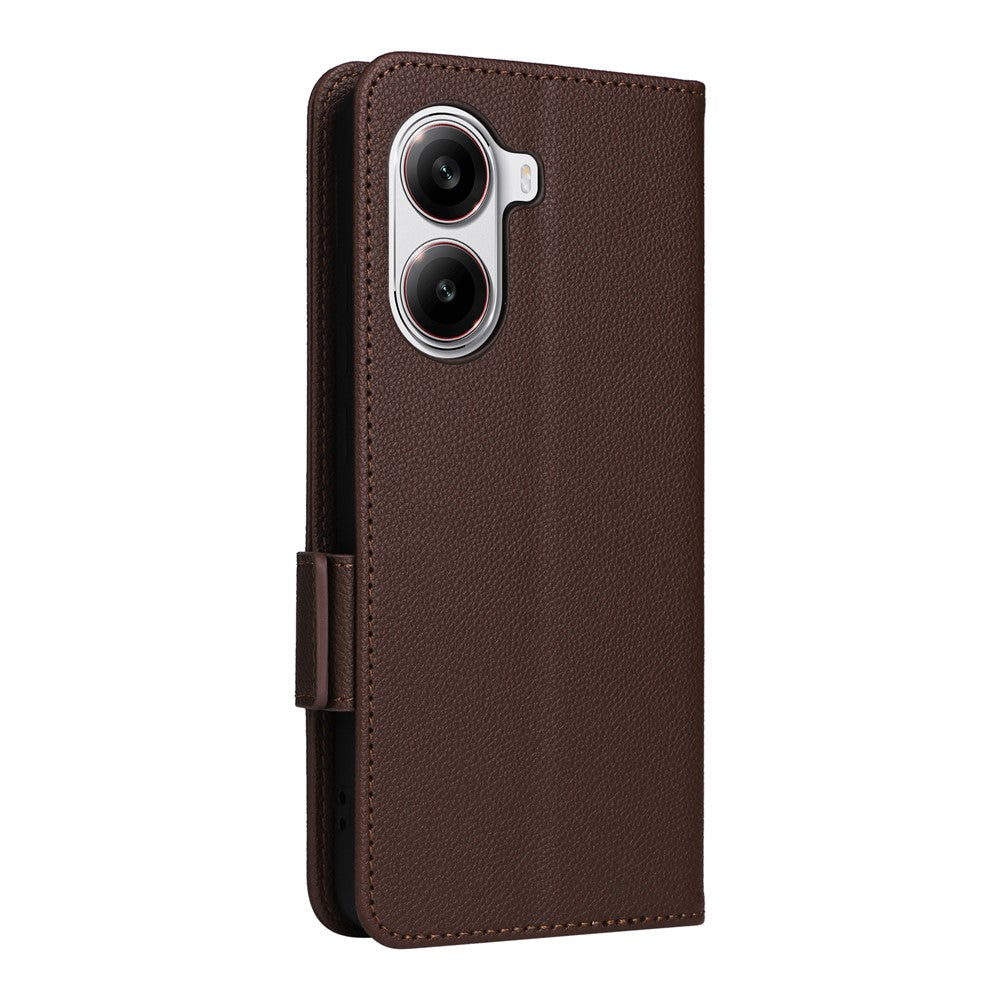 For Xiaomi Poco X7 Pro 5G / Redmi Turbo 4 5G Case with Wrist Strap Litchi Texture PU Leather Wallet Phone Cover