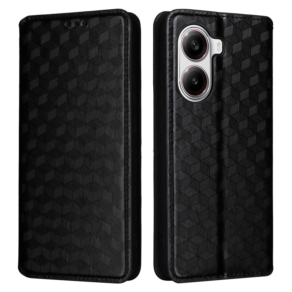 For Xiaomi Poco X7 Pro 5G / Redmi Turbo 4 5G Wallet Case Rhombus Imprinted Leather Phone Cover
