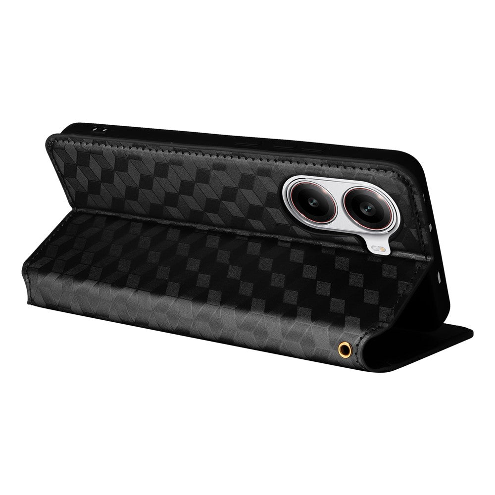 For Xiaomi Poco X7 Pro 5G / Redmi Turbo 4 5G Wallet Case Rhombus Imprinted Leather Phone Cover
