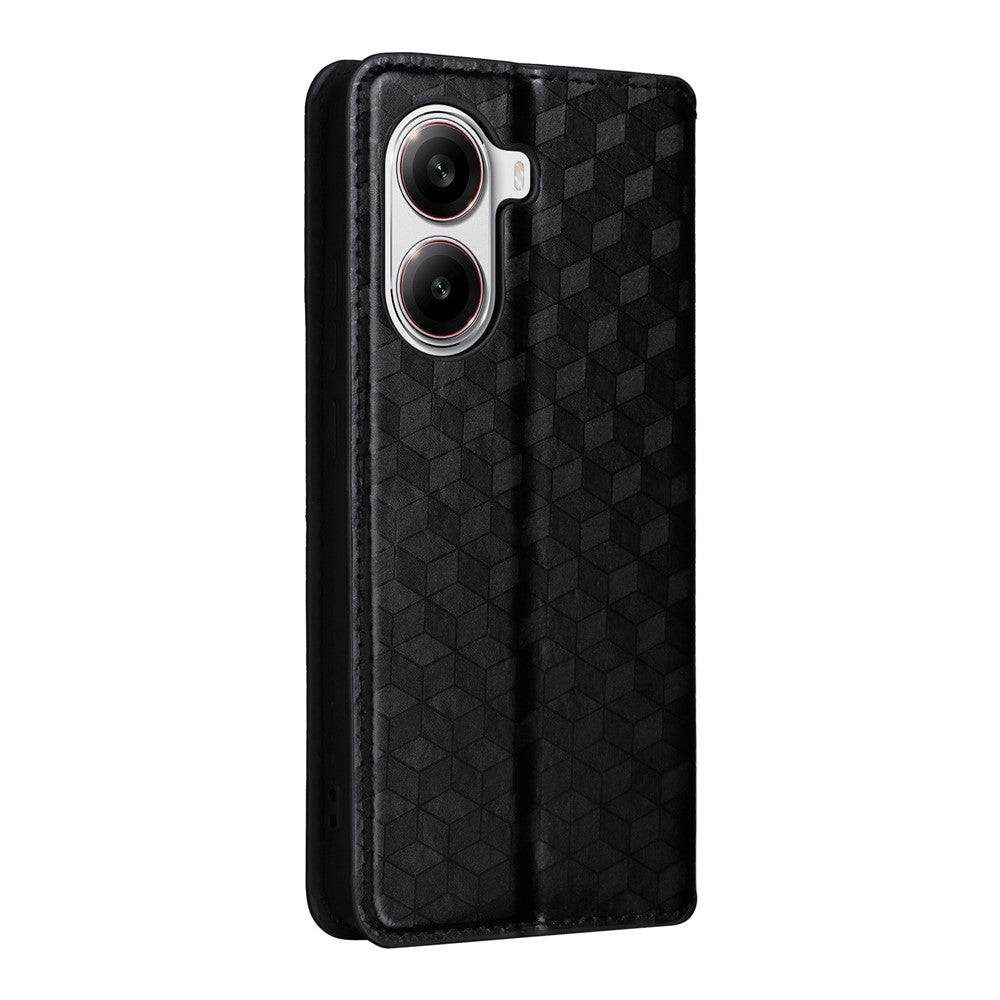 For Xiaomi Poco X7 Pro 5G / Redmi Turbo 4 5G Wallet Case Rhombus Imprinted Leather Phone Cover