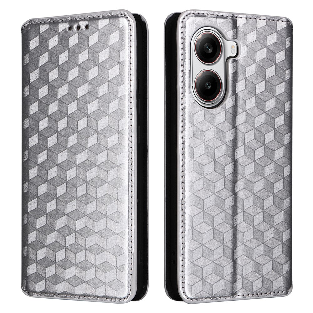 For Xiaomi Poco X7 Pro 5G / Redmi Turbo 4 5G Wallet Case Rhombus Imprinted Leather Phone Cover