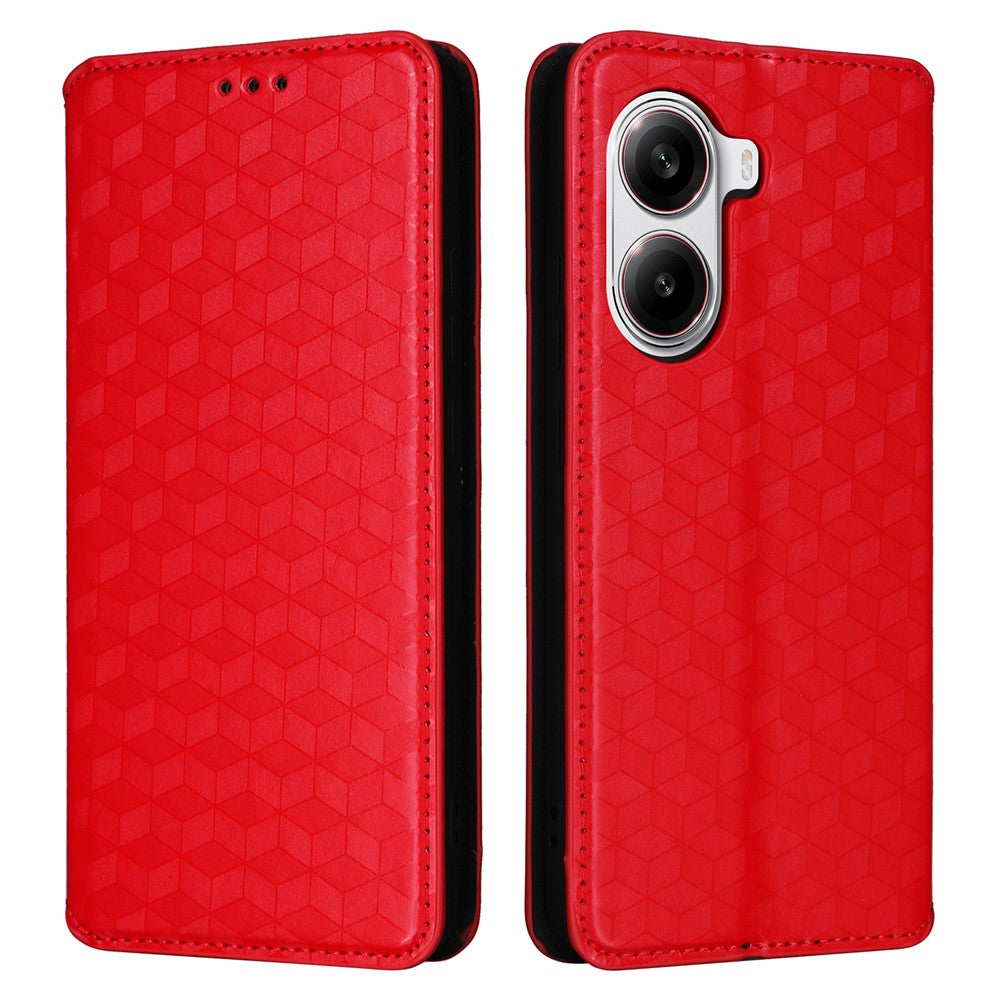 For Xiaomi Poco X7 Pro 5G / Redmi Turbo 4 5G Wallet Case Rhombus Imprinted Leather Phone Cover