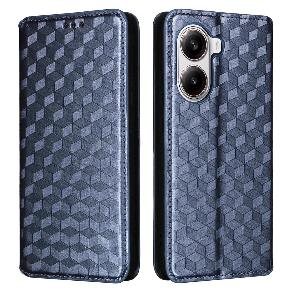For Xiaomi Poco X7 Pro 5G / Redmi Turbo 4 5G Wallet Case Rhombus Imprinted Leather Phone Cover