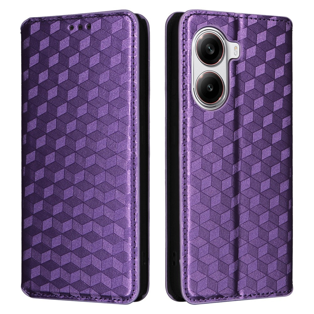 For Xiaomi Poco X7 Pro 5G / Redmi Turbo 4 5G Wallet Case Rhombus Imprinted Leather Phone Cover