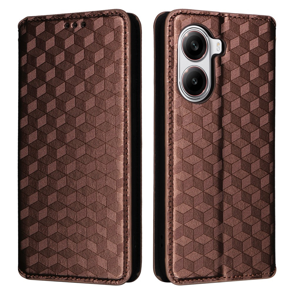 For Xiaomi Poco X7 Pro 5G / Redmi Turbo 4 5G Wallet Case Rhombus Imprinted Leather Phone Cover