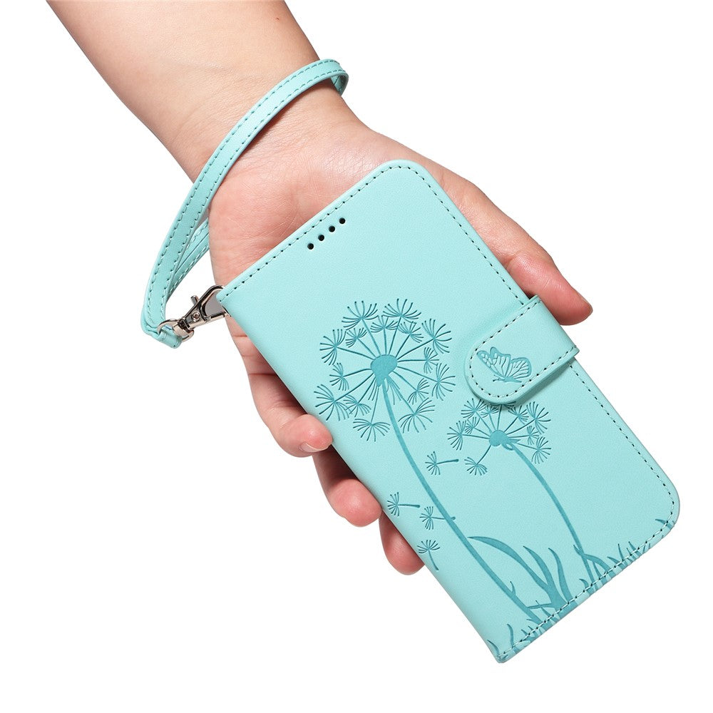 For Xiaomi Redmi Note 14 4G (163.25mm) Leather Wallet Case with Strap Dandelion Imprint Phone Stand Cover